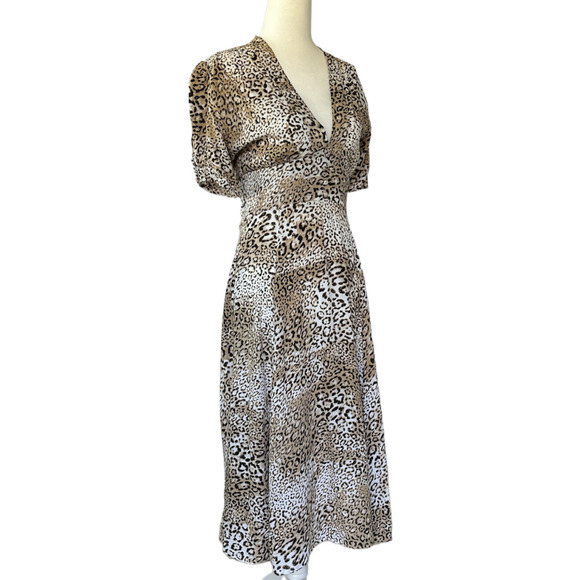 FAITHFULL THE BRAND Marie Louise Midi Dress Mila Animal Print Womens Size 4 - Picture 6 of 16